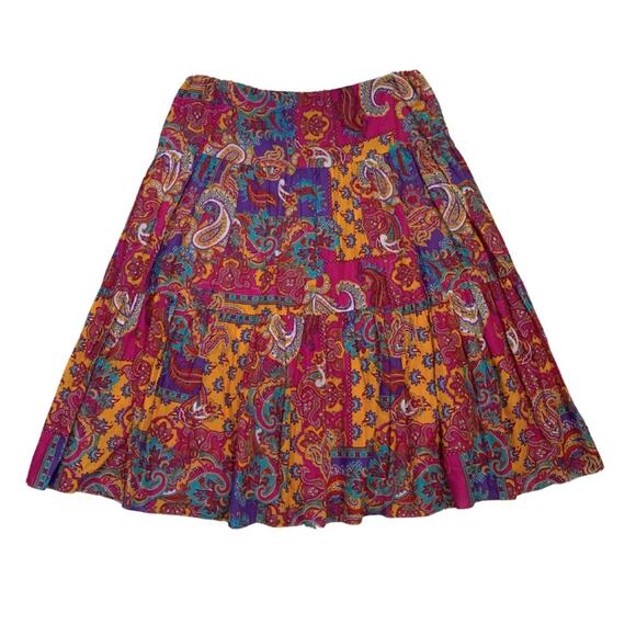 Ralph Lauren Pink Orange Paisley Print Peasant Midi Skirt Large Colorful Boho - Picture 4 of 7